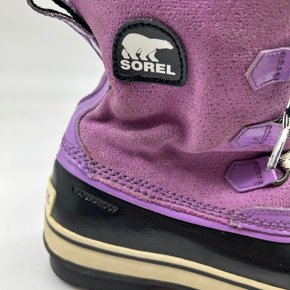 Sorel Tivoli Mid Purple Black Waterproof Boots Lace Up Youth Size 5 - Picture 3 of 7